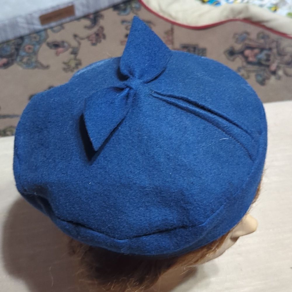 Womens 1940s Wool Felt Tam Beret Casque Hat Fascinator - Picture 5 of 6